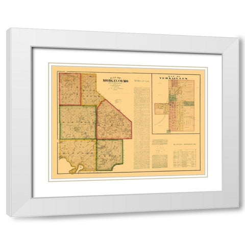 Morgan County Missouri - Higgins 1880  White Modern Wood Framed Art Print with Double Matting by Higgins
