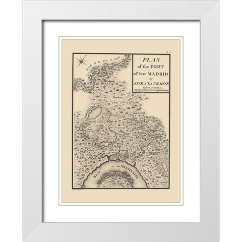 New Madrid Missouri - Collot 1796 White Modern Wood Framed Art Print with Double Matting by Collot