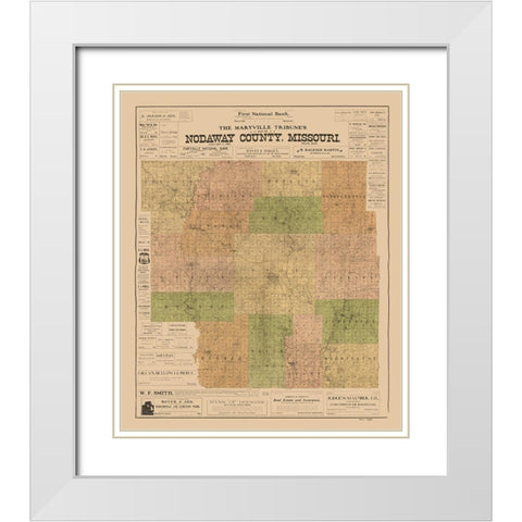 Nodaway County Missouri - Hixson 1903  White Modern Wood Framed Art Print with Double Matting by Hixson