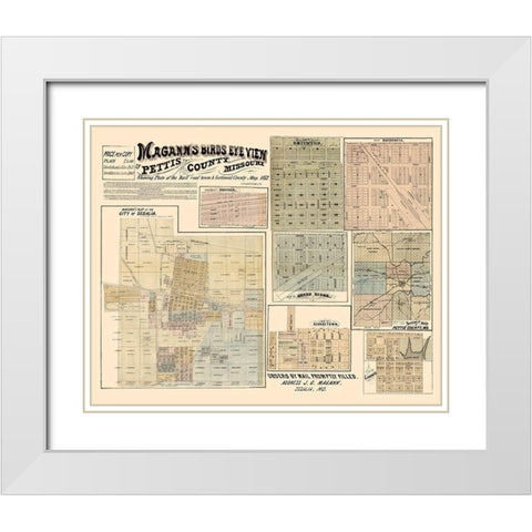 Pettis County Missouri - Magann 1872  White Modern Wood Framed Art Print with Double Matting by Magann