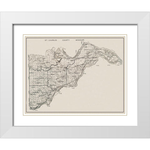 St Charles Missouri - 1929 White Modern Wood Framed Art Print with Double Matting by Unknown