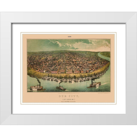 St Louis Missouri - Hagen 1859 White Modern Wood Framed Art Print with Double Matting by Hagen