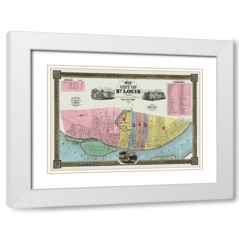 St. Louis Missouri - Twichel 1844 White Modern Wood Framed Art Print with Double Matting by Twichel