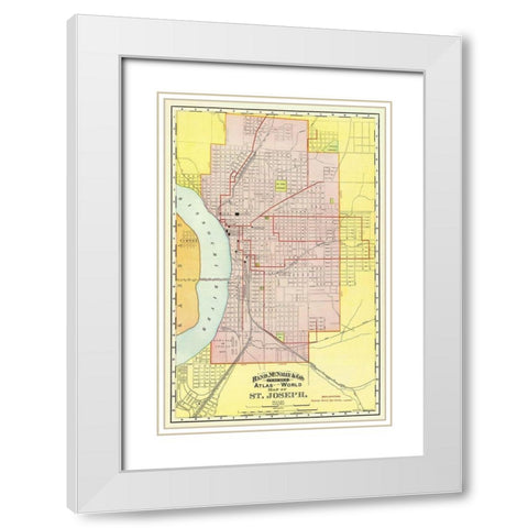 St. Joseph Missouri - Rand McNally 1892 White Modern Wood Framed Art Print with Double Matting by Rand McNally