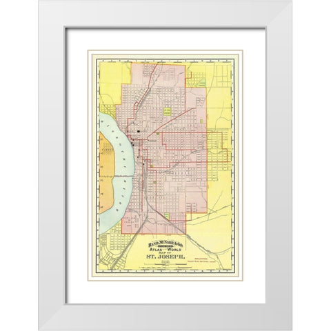St. Joseph Missouri - Rand McNally 1892 White Modern Wood Framed Art Print with Double Matting by Rand McNally
