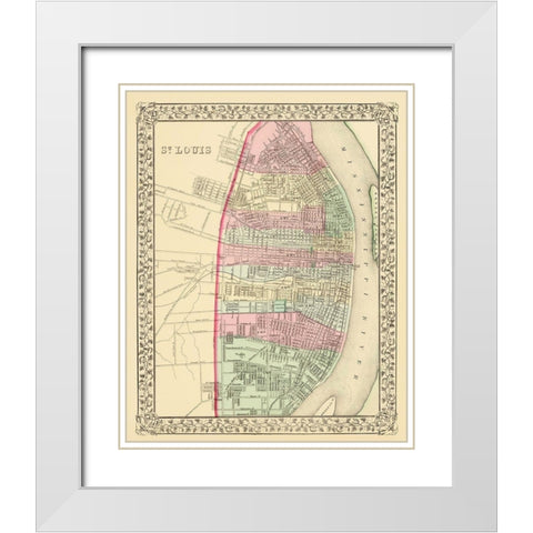 St. Louis Missouri - Mitchell 1870 White Modern Wood Framed Art Print with Double Matting by Mitchell