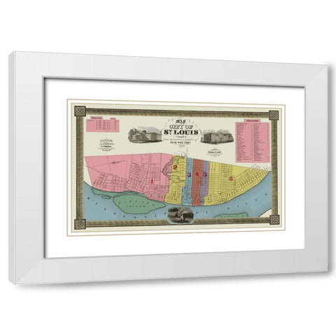 St. Louis Missouri - Twichel 1844 White Modern Wood Framed Art Print with Double Matting by Twichel