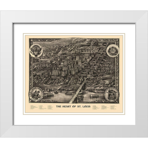 St Louis Central Missouri - Graf 1907 White Modern Wood Framed Art Print with Double Matting by Graf