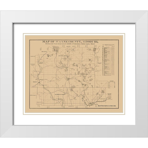 Wayne County Missouri - Cahoon 1882  White Modern Wood Framed Art Print with Double Matting by Cahoon