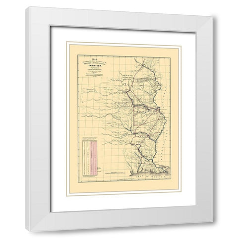 Western and North Western Frontier Defenses 1837 White Modern Wood Framed Art Print with Double Matting by Gratiot