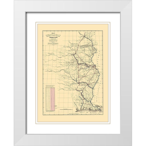 Western and North Western Frontier Defenses 1837 White Modern Wood Framed Art Print with Double Matting by Gratiot