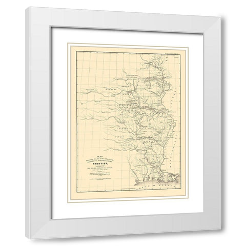 Western and North Western Frontier Defenses 1837 White Modern Wood Framed Art Print with Double Matting by Poinsett