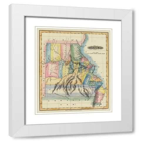 Missouri - Lucas 1823 White Modern Wood Framed Art Print with Double Matting by Lucas