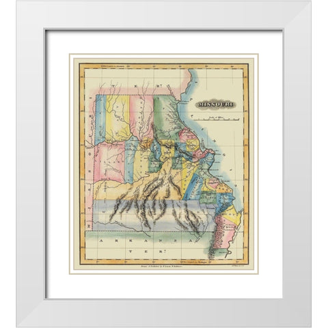 Missouri - Lucas 1823 White Modern Wood Framed Art Print with Double Matting by Lucas