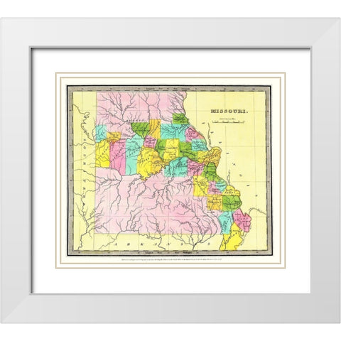 Missouri - Burr 1835 White Modern Wood Framed Art Print with Double Matting by Burr