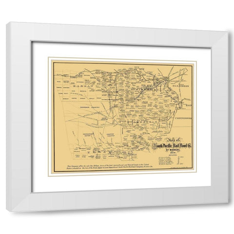 Missouri Southern Pacific Railroad Co - Gast 1870 White Modern Wood Framed Art Print with Double Matting by Gast