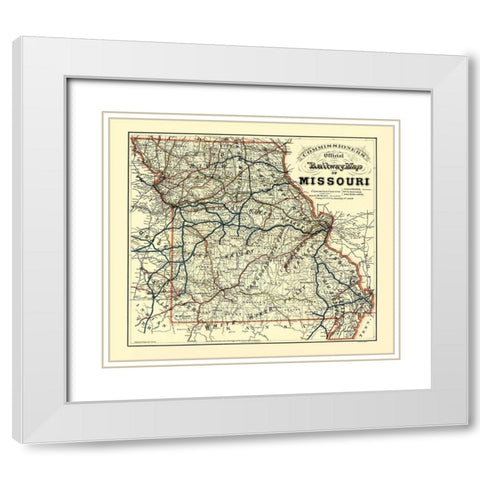 Missouri Railway Map - McHenry 1888 White Modern Wood Framed Art Print with Double Matting by McHenry