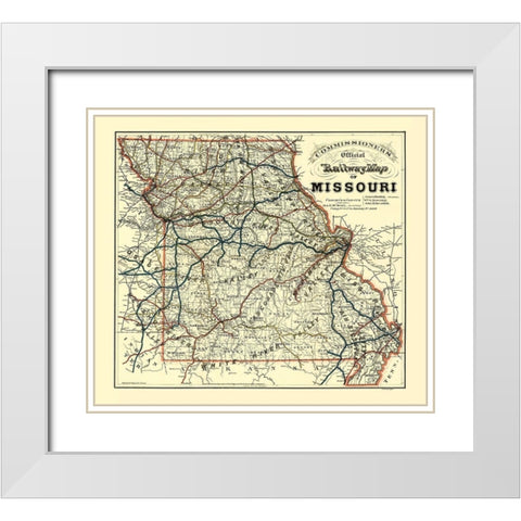 Missouri Railway Map - McHenry 1888 White Modern Wood Framed Art Print with Double Matting by McHenry