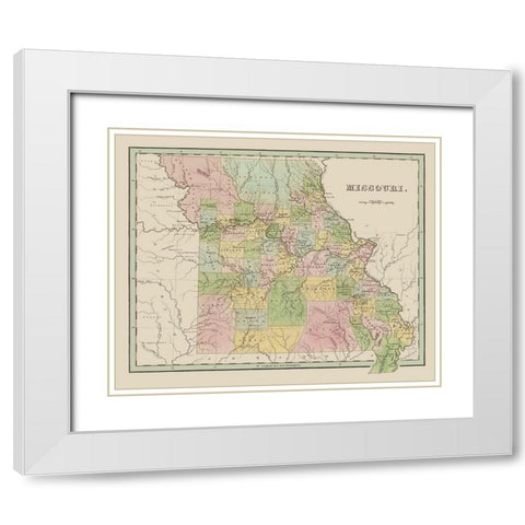 Missouri - Wiley and Putnam 1838 White Modern Wood Framed Art Print with Double Matting by Wiley