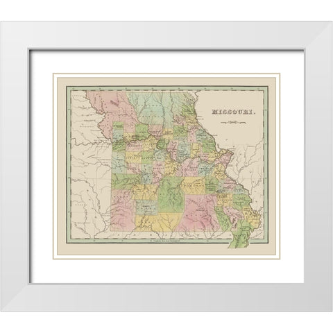 Missouri - Wiley and Putnam 1838 White Modern Wood Framed Art Print with Double Matting by Wiley