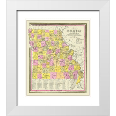 Missouri - Mitchell 1846 White Modern Wood Framed Art Print with Double Matting by Mitchell