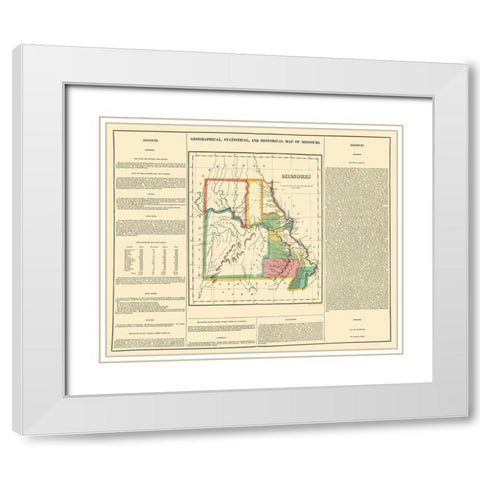 Missouri Geographical, Statistical, Historical White Modern Wood Framed Art Print with Double Matting by Carey