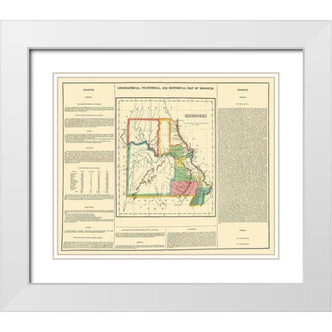 Missouri Geographical, Statistical, Historical White Modern Wood Framed Art Print with Double Matting by Carey