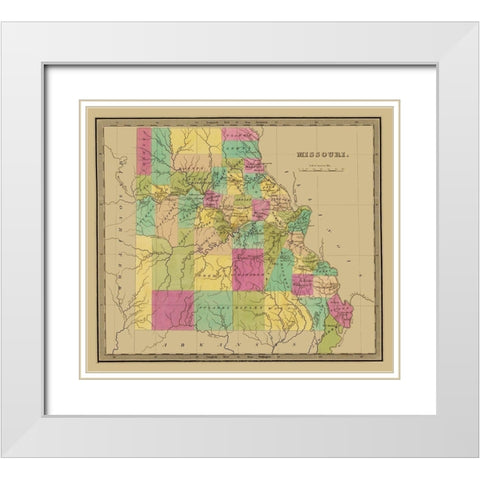 Missouri - Greenleaf 1840 White Modern Wood Framed Art Print with Double Matting by Greenleaf