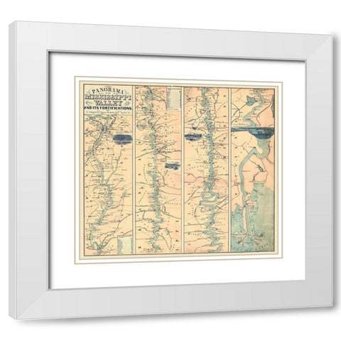 Mississippi Valley Fortifications - Magnus 1863 White Modern Wood Framed Art Print with Double Matting by Magnus