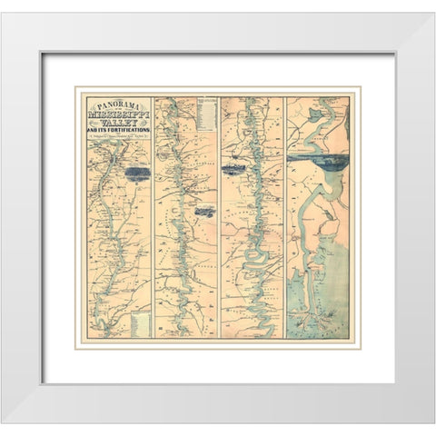 Mississippi Valley Fortifications - Magnus 1863 White Modern Wood Framed Art Print with Double Matting by Magnus