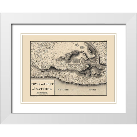 Natchez Mississippi - Collot 1796 White Modern Wood Framed Art Print with Double Matting by Collot