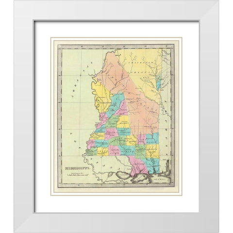 Mississippi - Burr 1835 White Modern Wood Framed Art Print with Double Matting by Burr