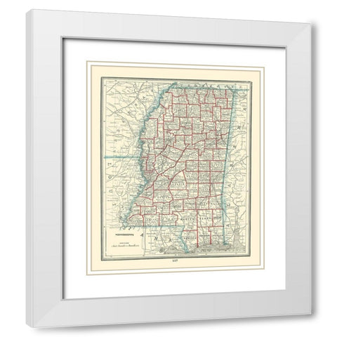 Mississippi - Rathbun 1893 White Modern Wood Framed Art Print with Double Matting by Rathbun