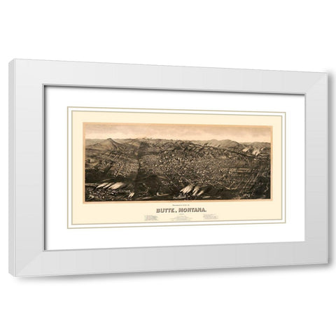 Butte Montana - Wellge 1904  White Modern Wood Framed Art Print with Double Matting by Wellge