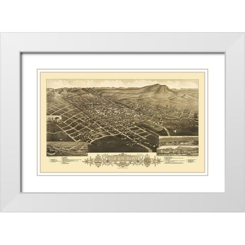 Helena Montana - Stoner 1883 White Modern Wood Framed Art Print with Double Matting by Stoner