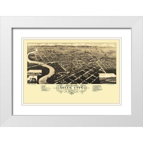 Miles City Montana - Stoner 1883 White Modern Wood Framed Art Print with Double Matting by Stoner