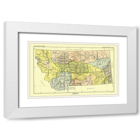 Montana - Hoen 1896 White Modern Wood Framed Art Print with Double Matting by Hoen