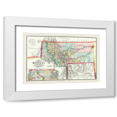 Montana Territory - Delacy 1872 White Modern Wood Framed Art Print with Double Matting by Delacy