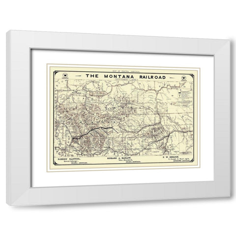 Montana Railroad - Polley 1899 White Modern Wood Framed Art Print with Double Matting by Polley