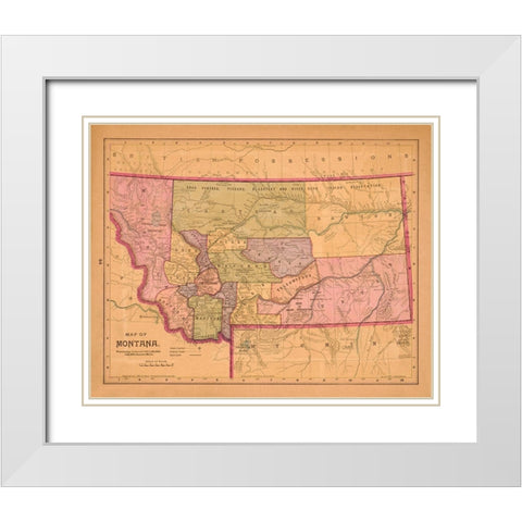 Montana - Crowell 1890  White Modern Wood Framed Art Print with Double Matting by Crowell
