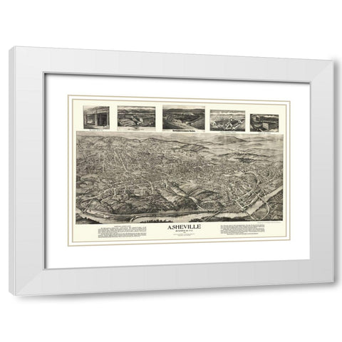 Asheville North Carolina - Fowler 1912 White Modern Wood Framed Art Print with Double Matting by Fowler