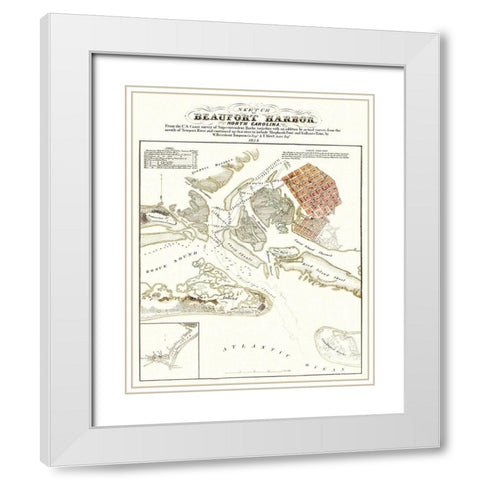 Beaufort Harbor  North Carolina - Tompson 1854 White Modern Wood Framed Art Print with Double Matting by Tompson