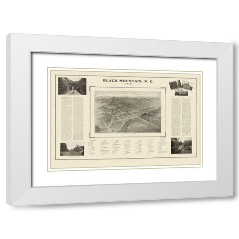 Black Mountain North Carolina - Fowler 1912 White Modern Wood Framed Art Print with Double Matting by Fowler