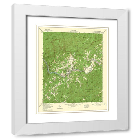 Bryson City North Carolina Quad - USGS 1935 White Modern Wood Framed Art Print with Double Matting by USGS