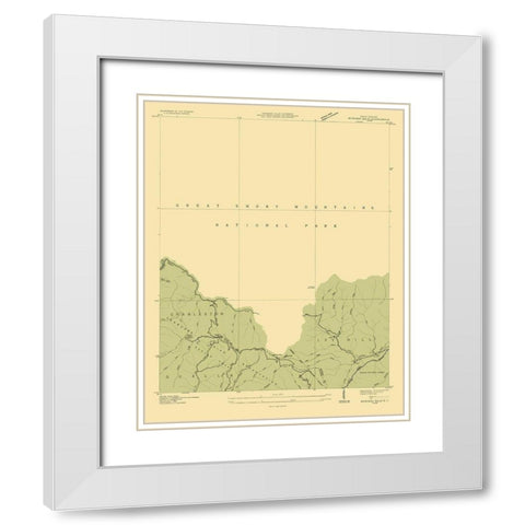 Bunches Bald North Carolina Quad - USGS 1935 White Modern Wood Framed Art Print with Double Matting by USGS