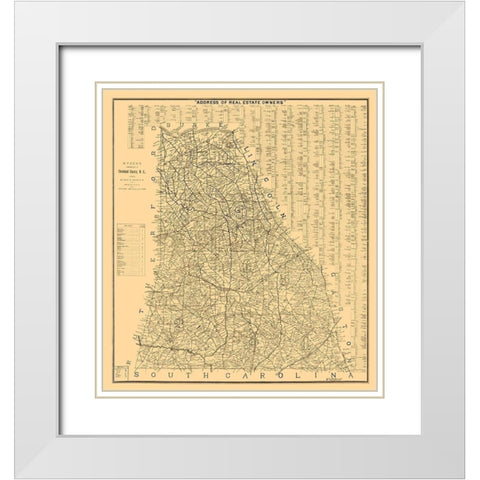 Cleveland County North Carolina - Kyzer 1886  White Modern Wood Framed Art Print with Double Matting by Kyzer