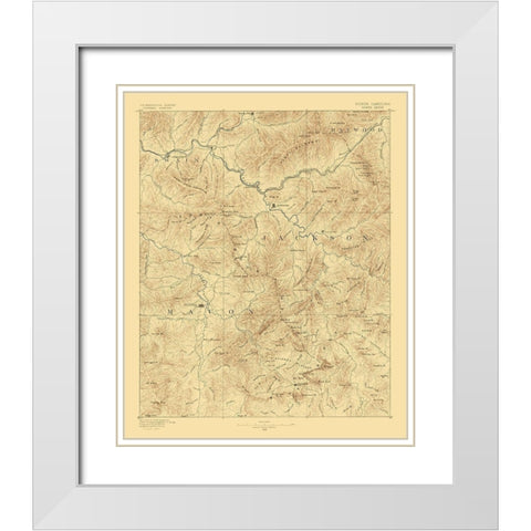 Cowee North Carolina Sheet - USGS 1886 White Modern Wood Framed Art Print with Double Matting by USGS