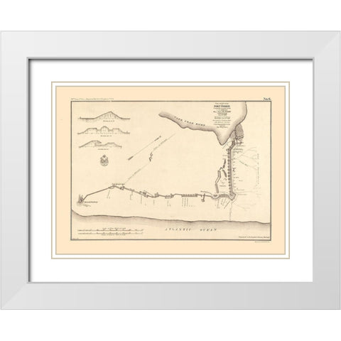 Fort Fisher North Carolina - Comstock 1865  White Modern Wood Framed Art Print with Double Matting by Comstock