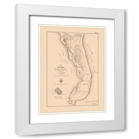 Fort Fisher North Carolina - Comstock 1863  White Modern Wood Framed Art Print with Double Matting by Comstock