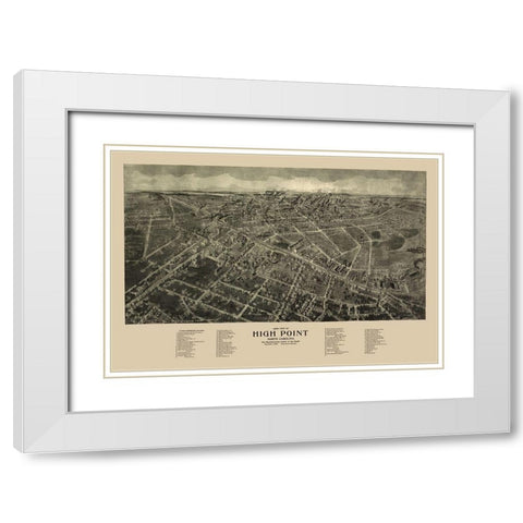 High Point North Carolina - Hart 1913 White Modern Wood Framed Art Print with Double Matting by Hart